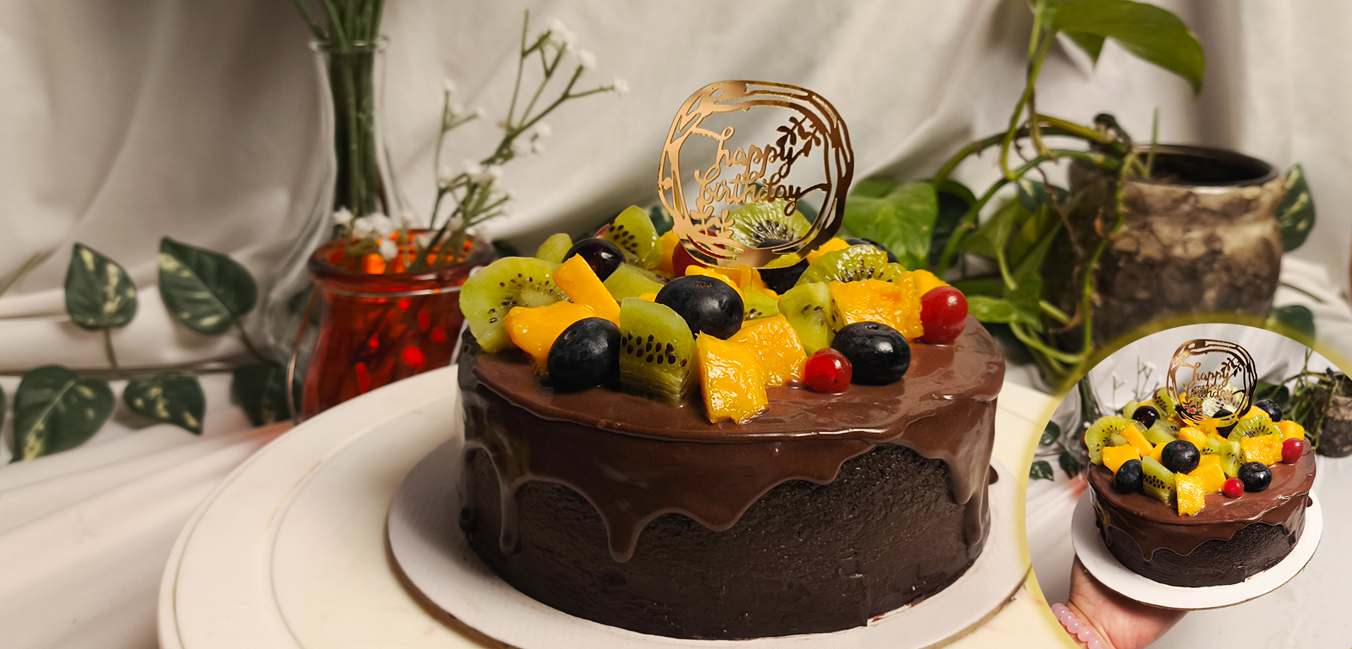 Dates ragi cake fruits chocolate cake