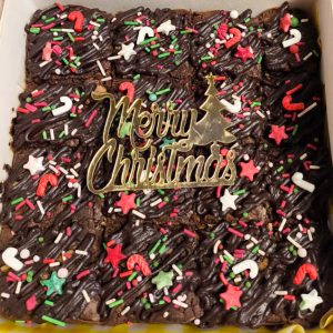 Christmas themed Brownie with Christmas Sprinkles