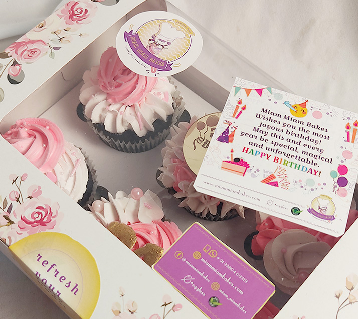 Birthday Special Pink White Cupcakes